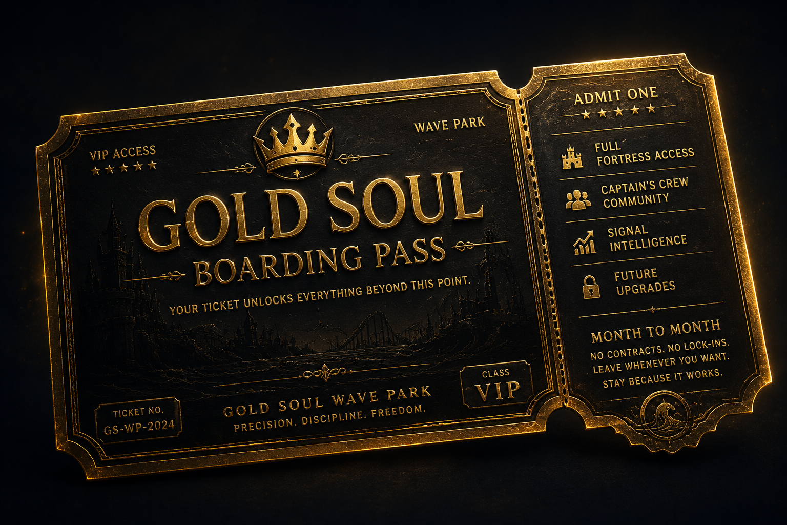 Gold Soul Boarding Pass — premium attraction admission